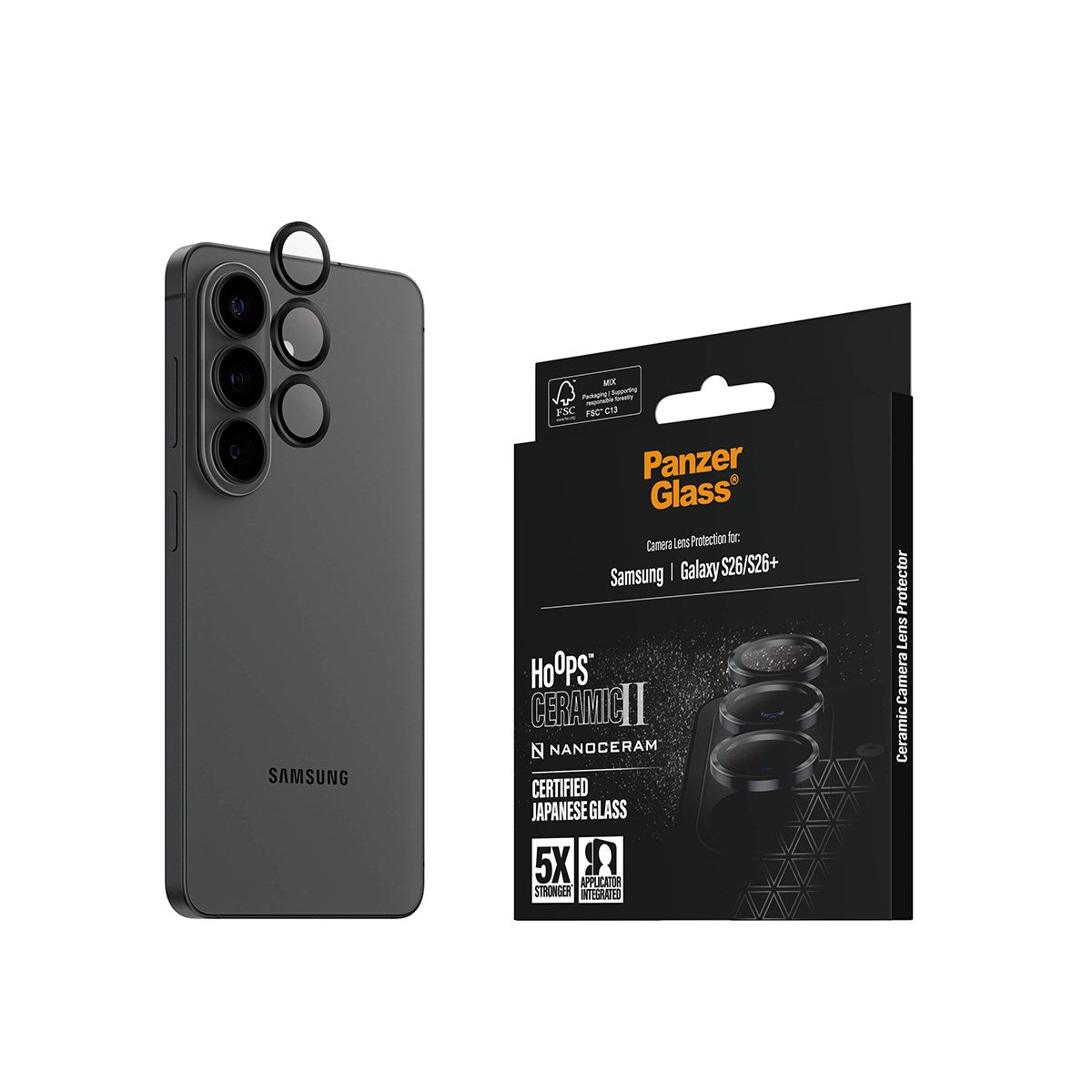 PanzerGlass® Hoops® Ceramic II Kameralinsebeskytter Samsung Galaxy S26 | S26+